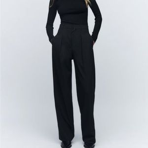 ZARA Straight Cut Pants with Slits Color-Black Size-XL NWT